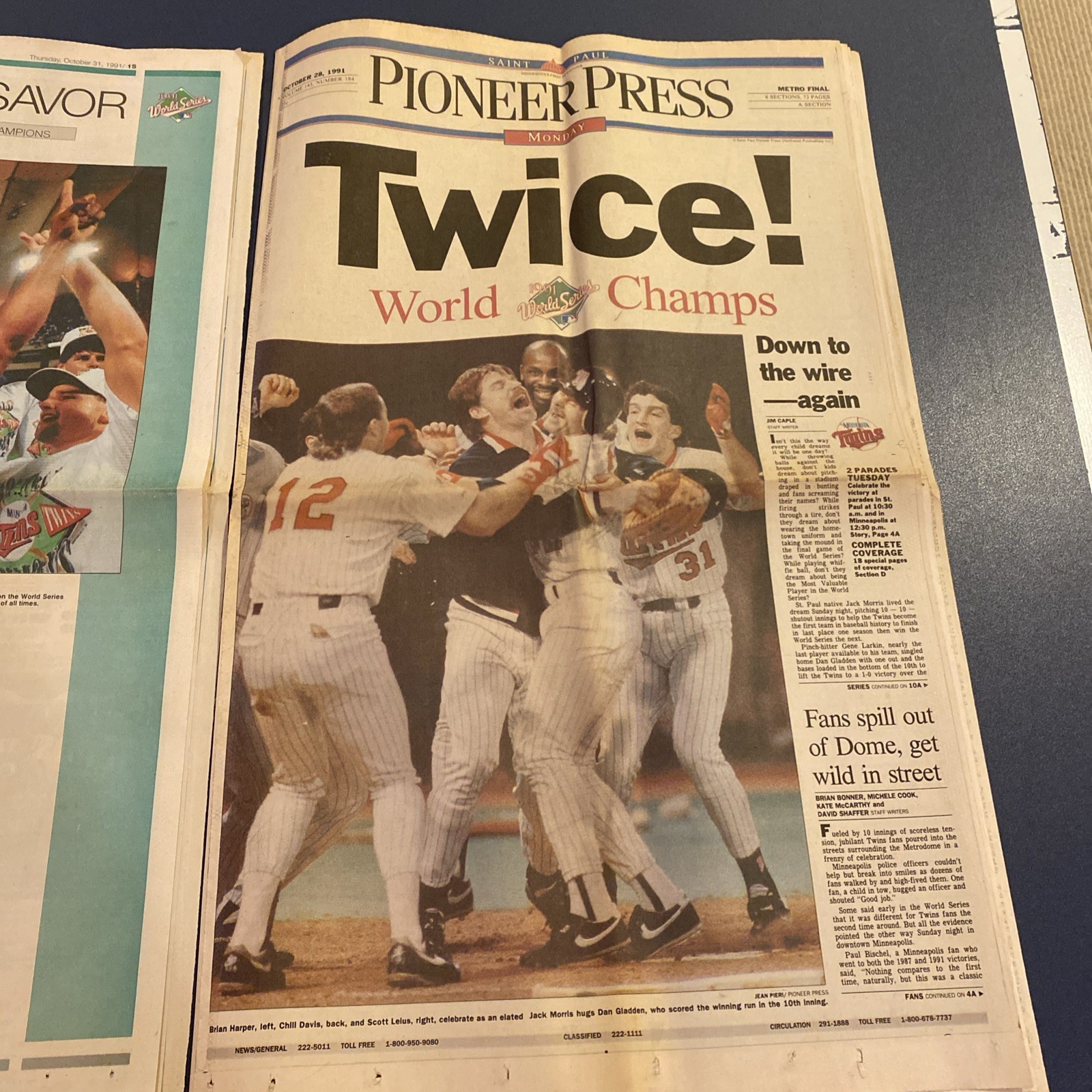 Minnesota Twins 1991 World Series Newspapers StarTribune PioneerPress 4 Sections