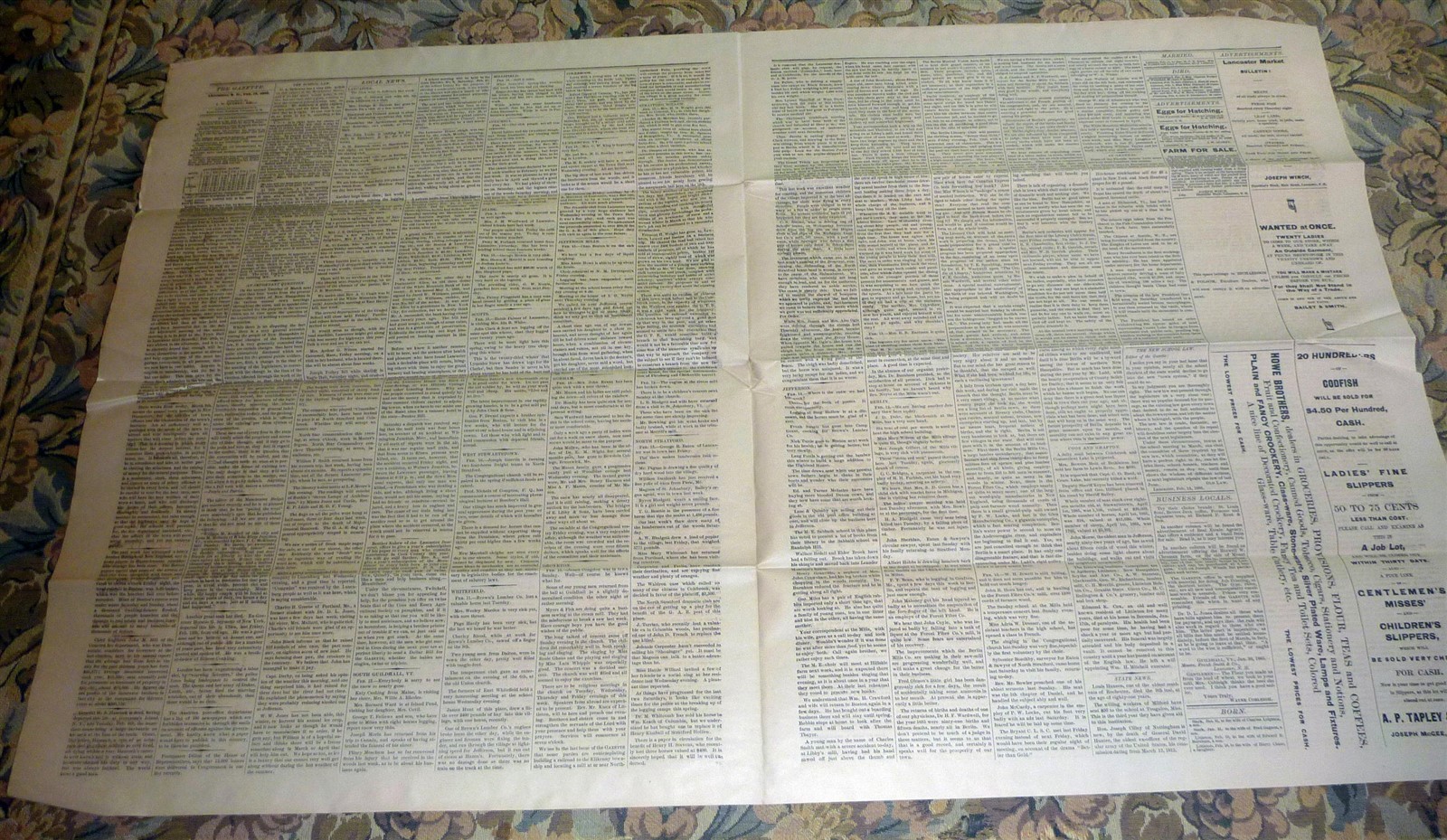 Lancaster, New Hampshire Gazette Newspaper – February 16, 1886