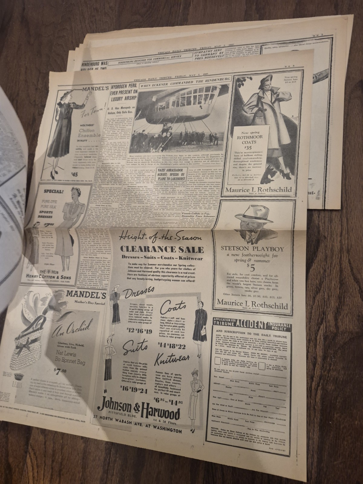 Lot of 2 extra May 7, 1937 Zep Explodes Hindenburg Chicago Daily Gary Post