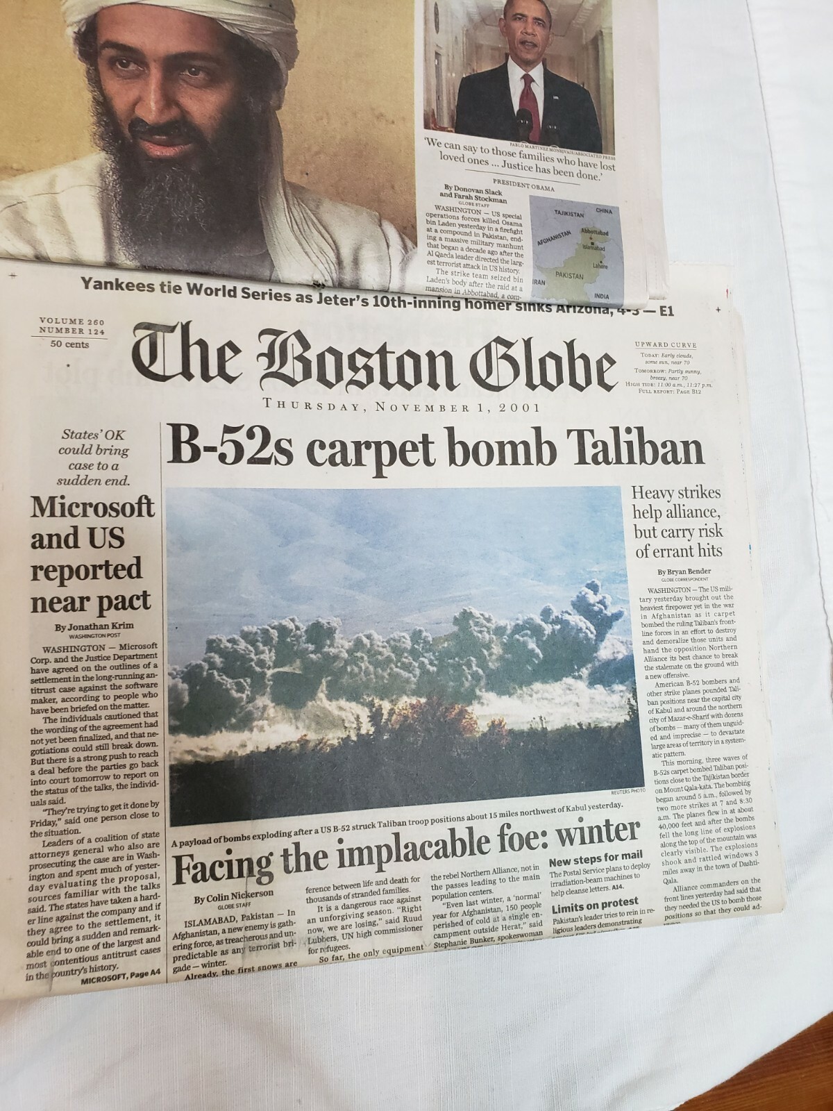 Large September 11, 2001 The Boston Globe Newspaper Lot – War on Terror Reports