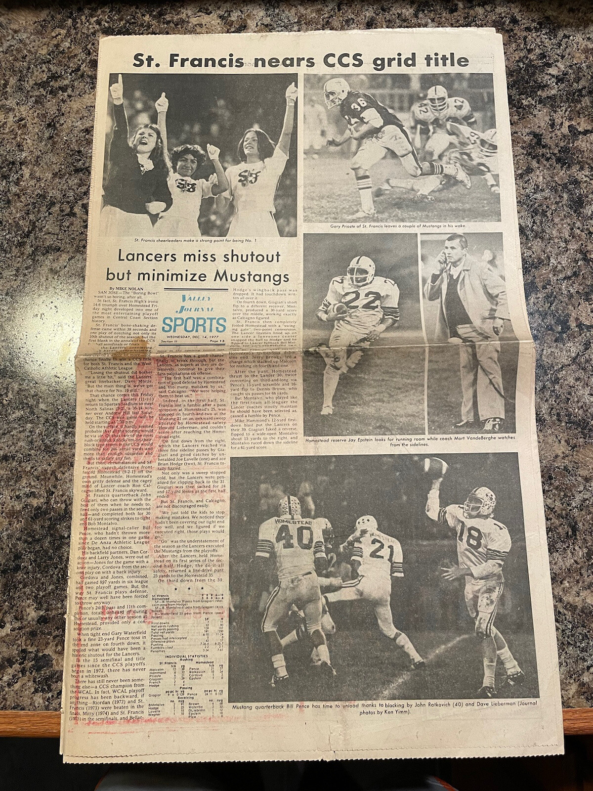 1977 St. Francis Lancers High School Football Playoff Newspaper