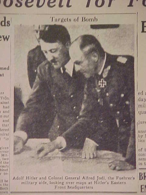 VINTAGE NEWSPAPER HEADLINE WORLD WAR 2 GERMAN NAZI HITLER HURT BOMBED WWII 1944