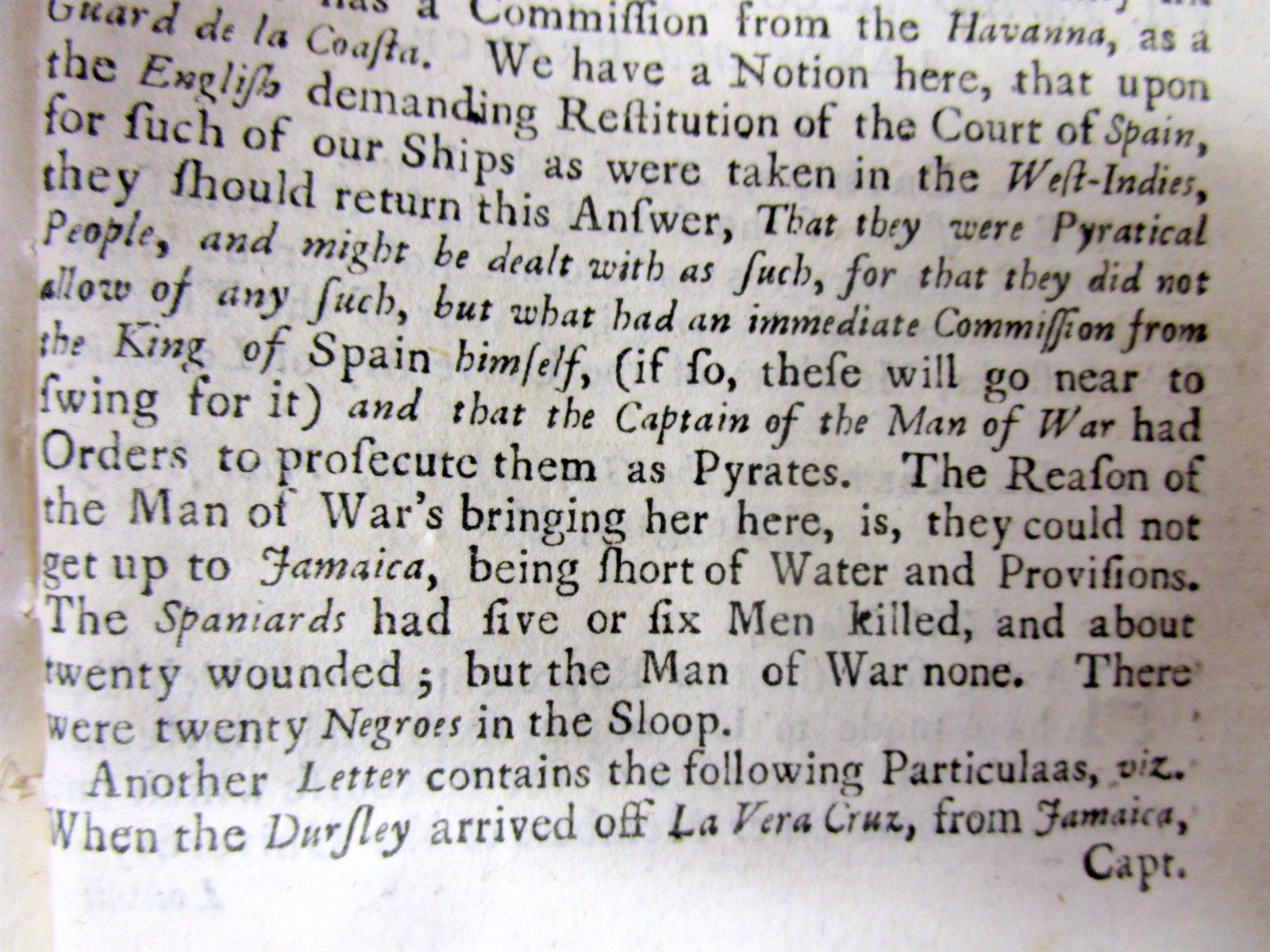 1729 newspaper ANGLO-SPANISH WAR btw GREAT BRITAIN & SPAIN forCONTROL of AMERICA