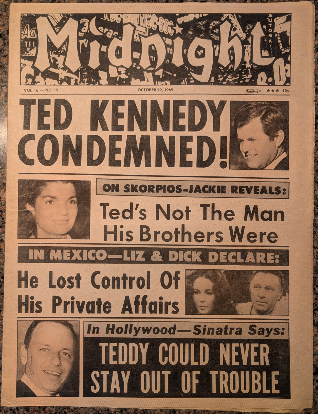 Midnight Newspaper 10/29/1969 Ted Kennedy, US Govt. Using ESP For Communication