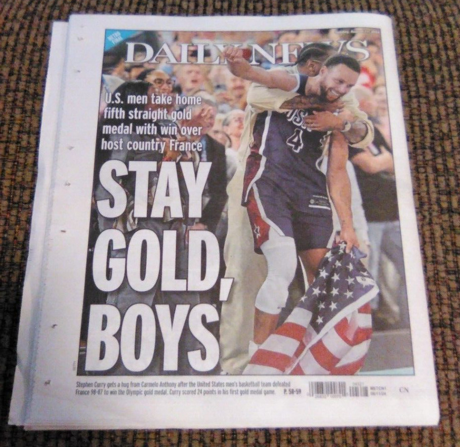 NY DAILY NEWS-8/11/24-OLYMPICS-USA MEN’S BASKETBALL GOLD+USA WOMEN’S SOCCER GOLD