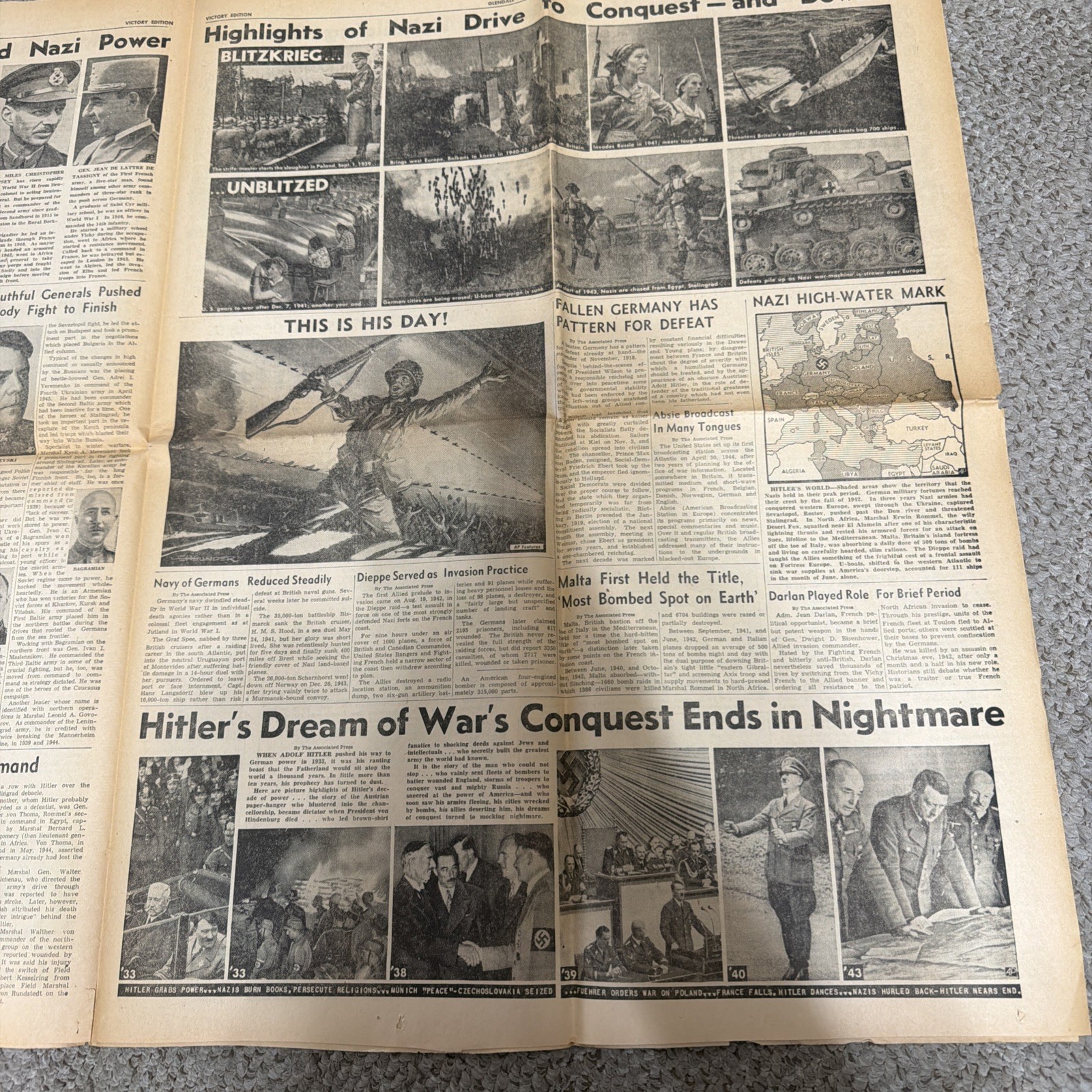 Glendale News-Press May 1945 Victory Extra War Ends in Europe