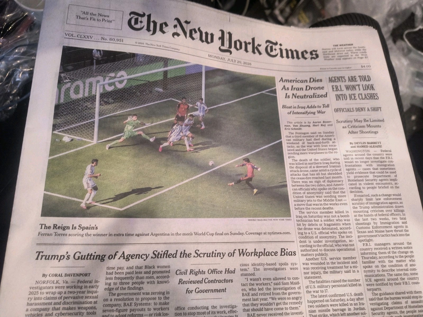 The New York Times Monday July 20 2026 The Reign Is Spain’s