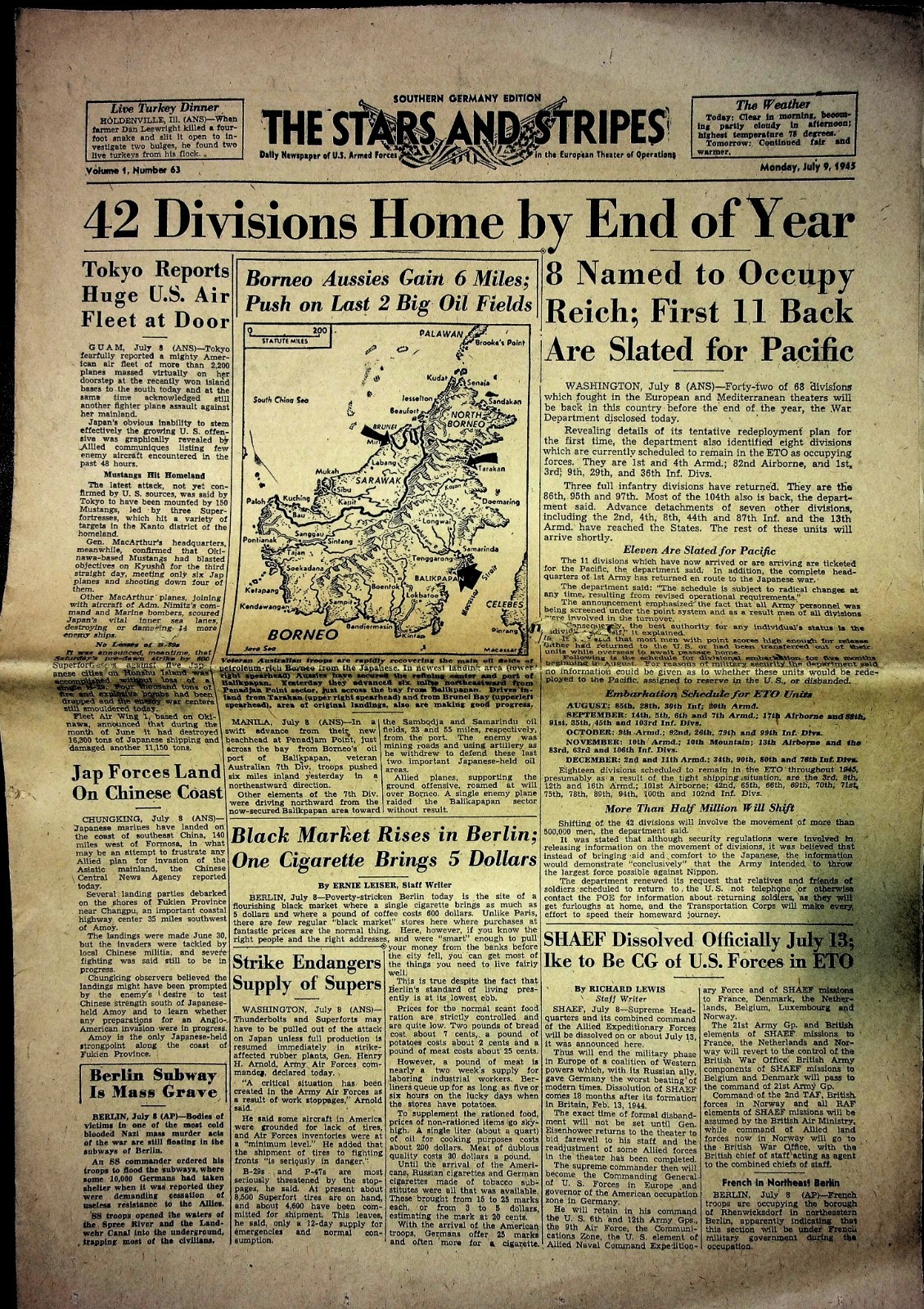 The Stars & Stripes July 9 1945 Dwight D Ike Eisenhower 020226CPNON-73
