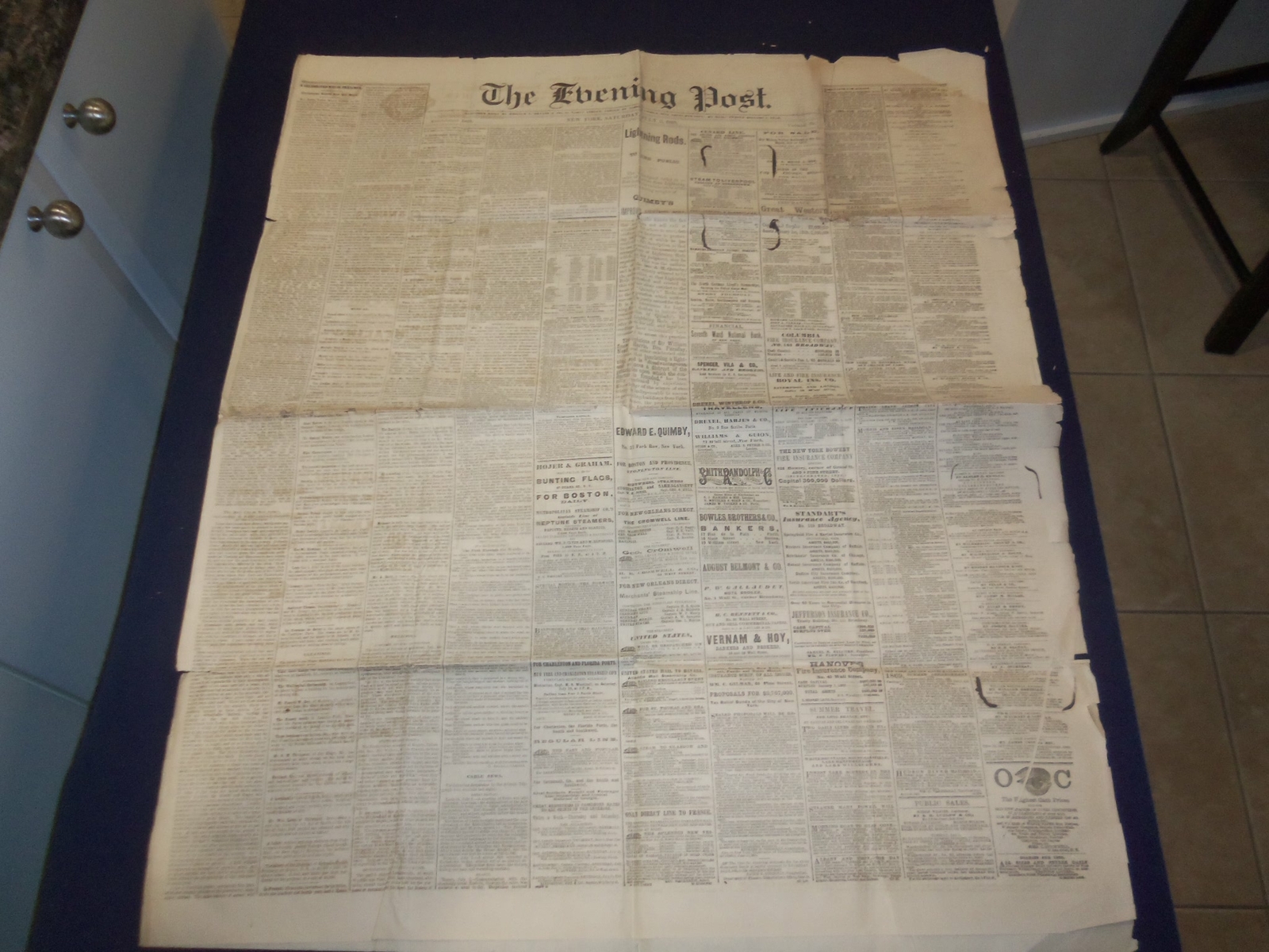 1869 JULY 3 THE SATURDAY EVENING POST NEWSPAPER – CORNELL UNIVERSITY – NP 5054