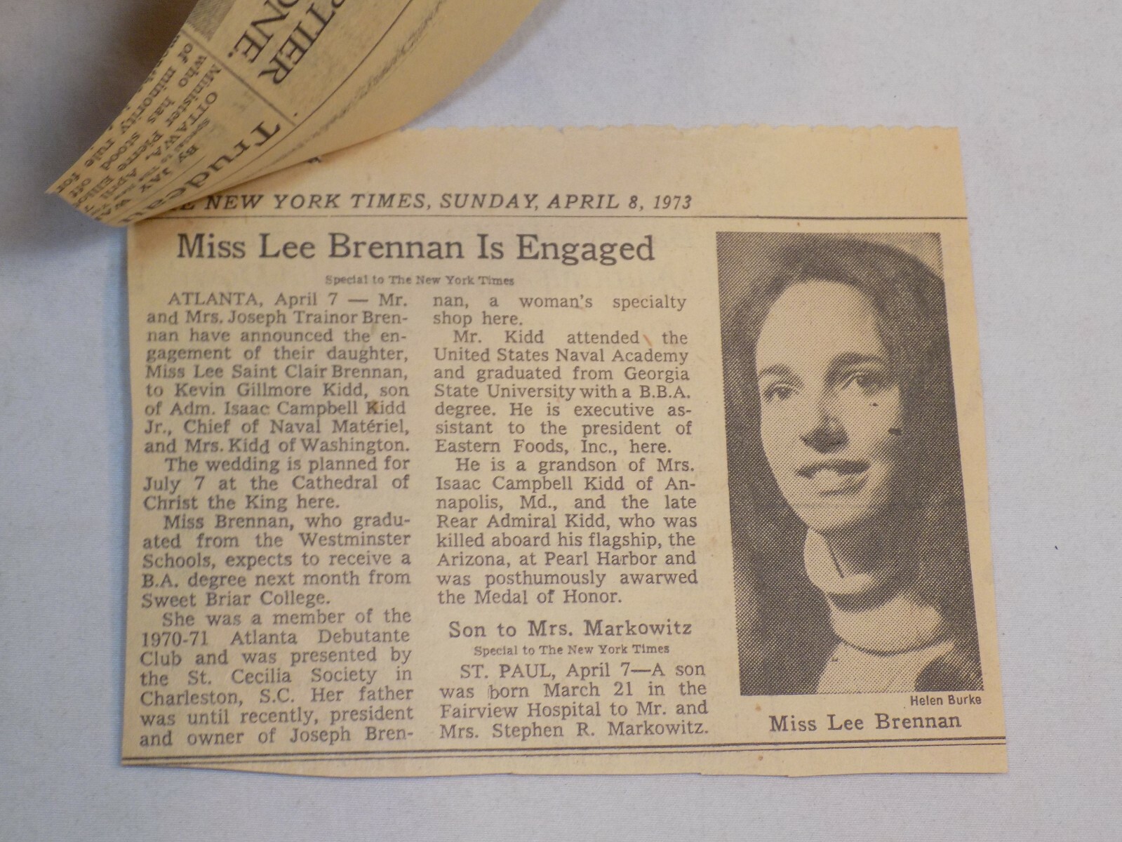 Isaac Campbell Kidd of Arizona grandson Wedding Announcement New York Times 1973
