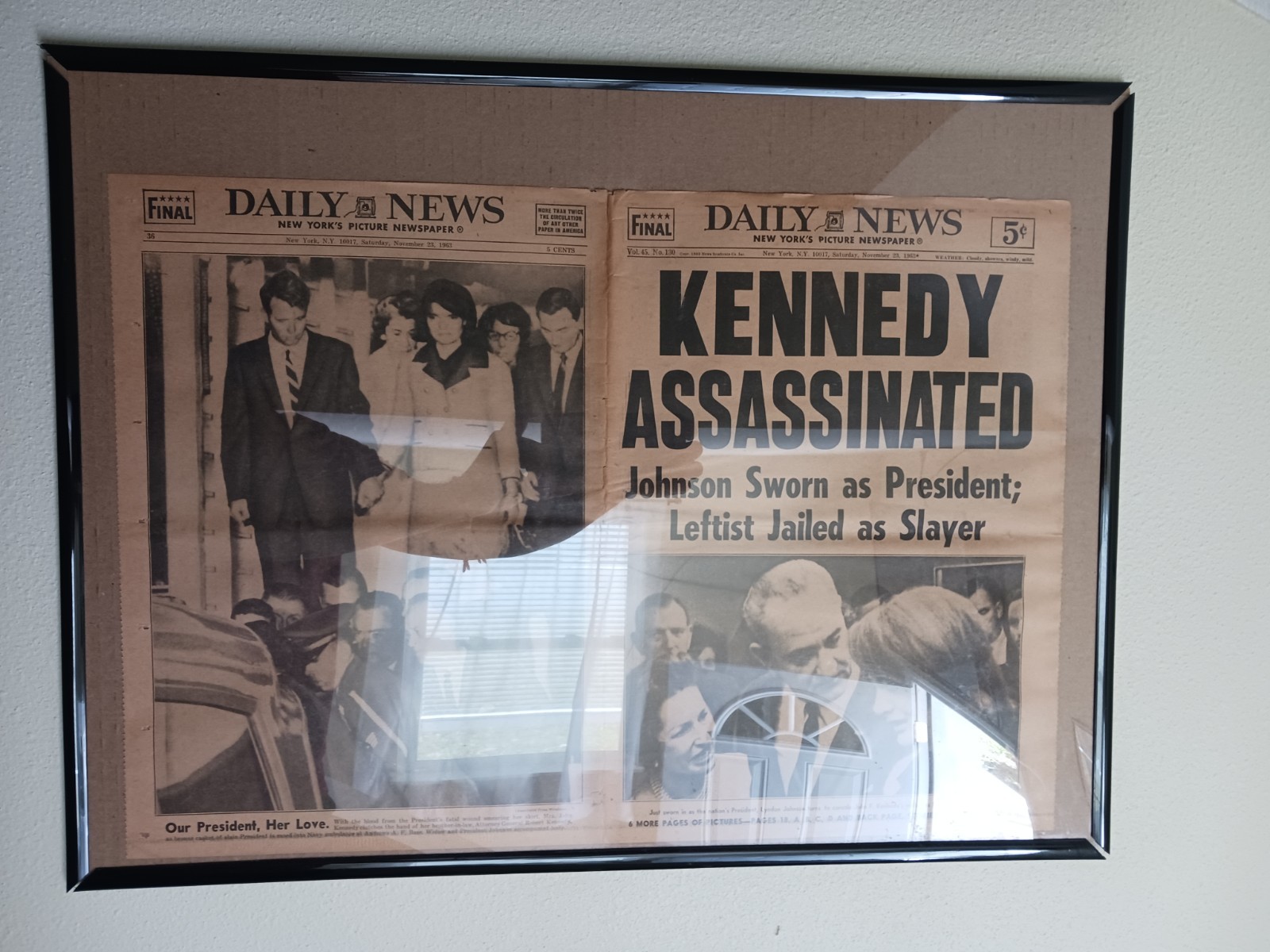 Lot of 8 Authentic Framed Vintage Newspapers in18″x24″ Frames. Ready to Hang Up.