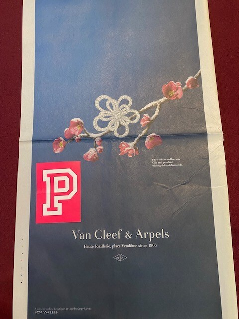 VAN CLEEF & ARPELS FLOWERLACE JEWELRY NEWSPAPER PAGE AD WALL STREET JOURNAL WSJ.