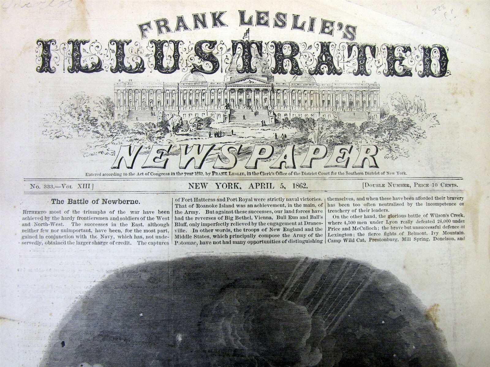1862 Leslie’s Illustrated newspaper & an “EXTRA” w Civil War BATTLE OF PEA RIDGE
