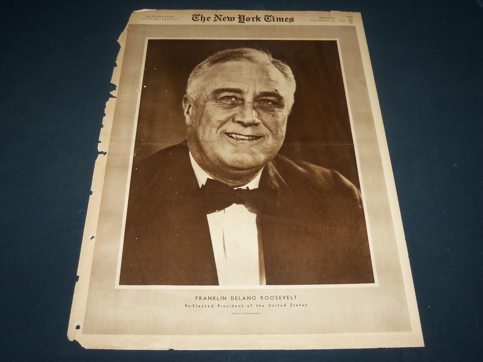 1940 NOVEMBER 10 NEW YORK TIMES PICTURE SECTION – FRANKLIN D. ROOSEVELT- NT 9401