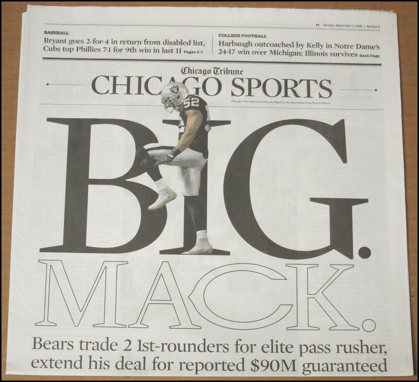 9/2/2018 Chicago Tribune Sports Oakland Raiders Trade Khalil Mack To Bears