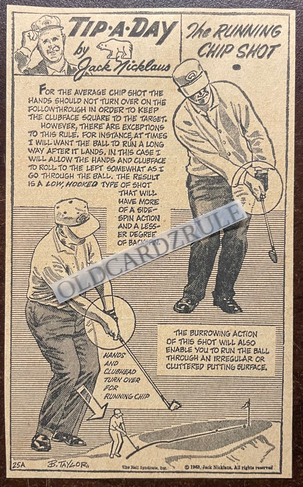 Original 60’s Newspaper Ad *JACK NICKLAUS* Tip A Day-The Running Chip Shot