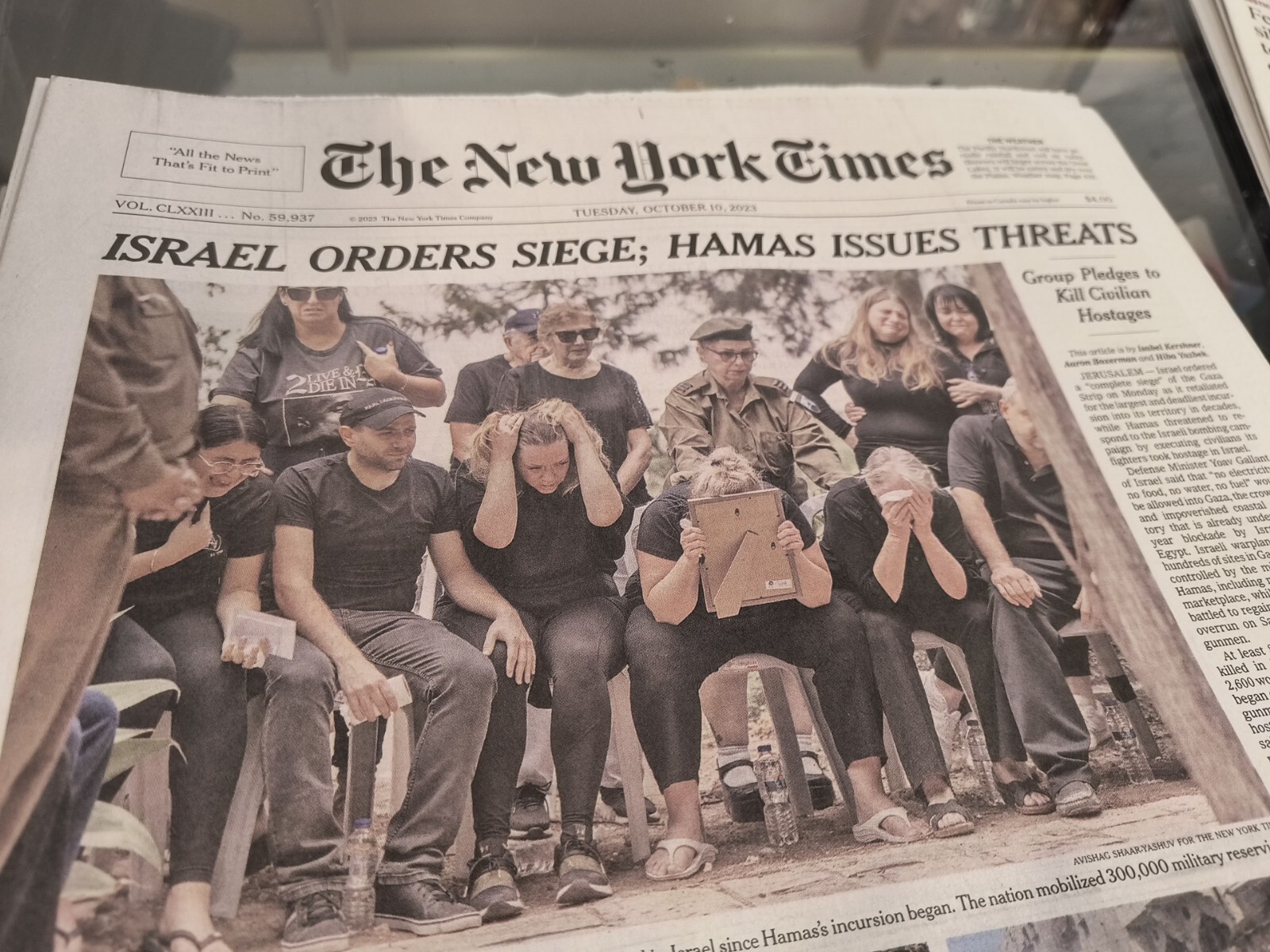 The New York Times Tuesday October 10 2023 ISRAEL ORDERS SIEGE, HAMAS ISSUES…