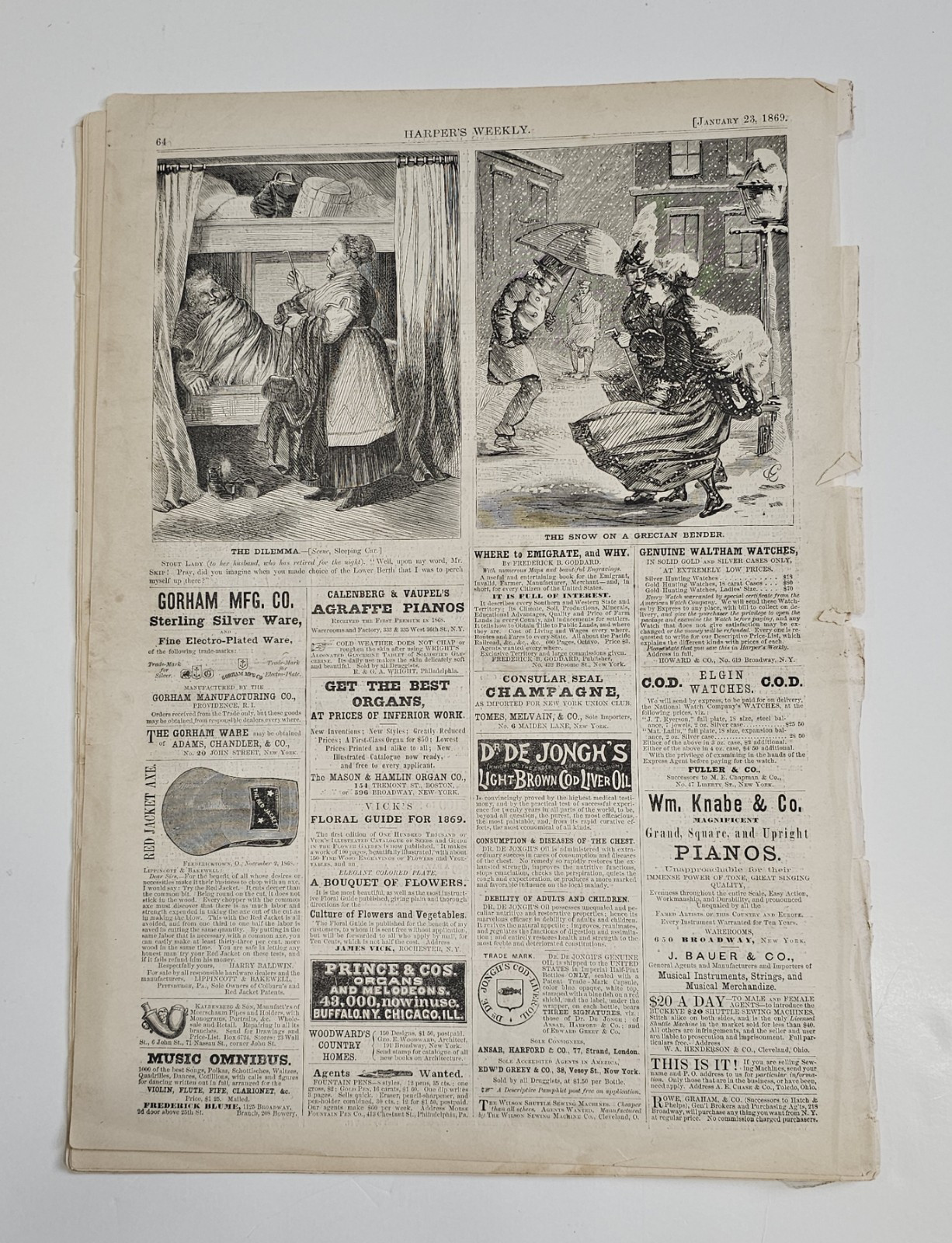 **1869 Harper’s Weekly Full Issue Includes “Hon. John W. Menard” “Fur-Trapper”