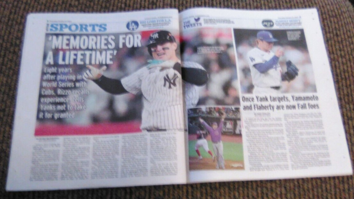 NEW YORK DAILY NEWS-10/24/24-WNBA NY LIBERTY CHAMPS POSTER+MLB-NY YANKEES+JETS