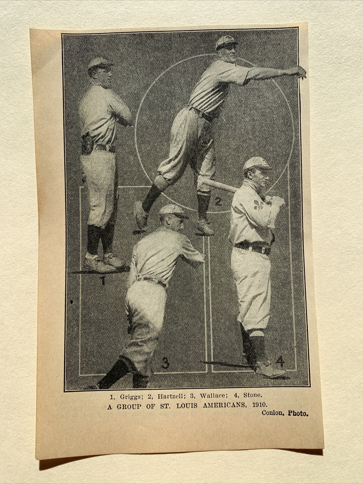 St. Louis Browns Bobby Wallace George Stone Hartzell 1910 Baseball 5X7 Picture