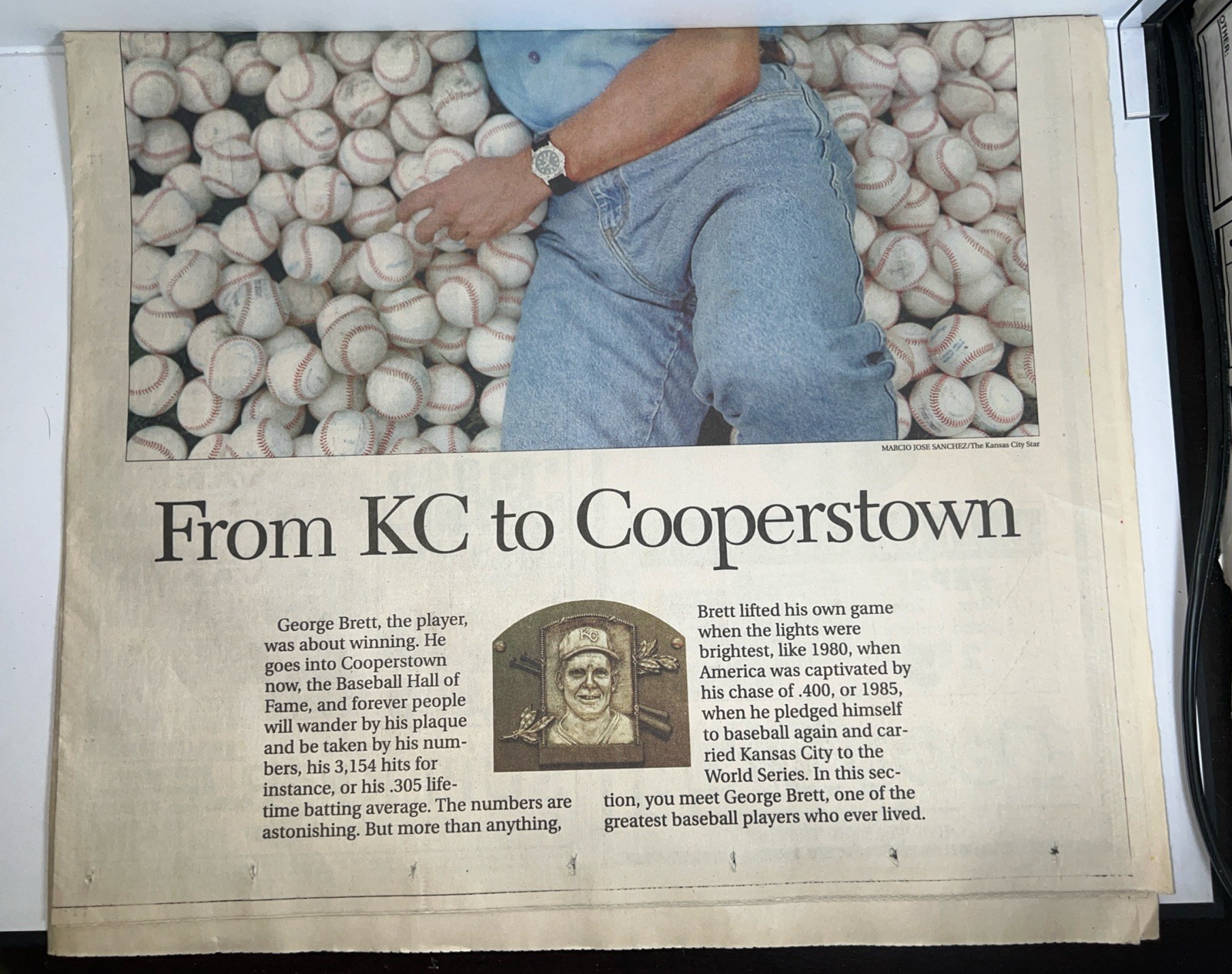 Kansas City Star Newspaper GEORGE BRETT KC Royals Cooperstown 1999 MLB Editorial