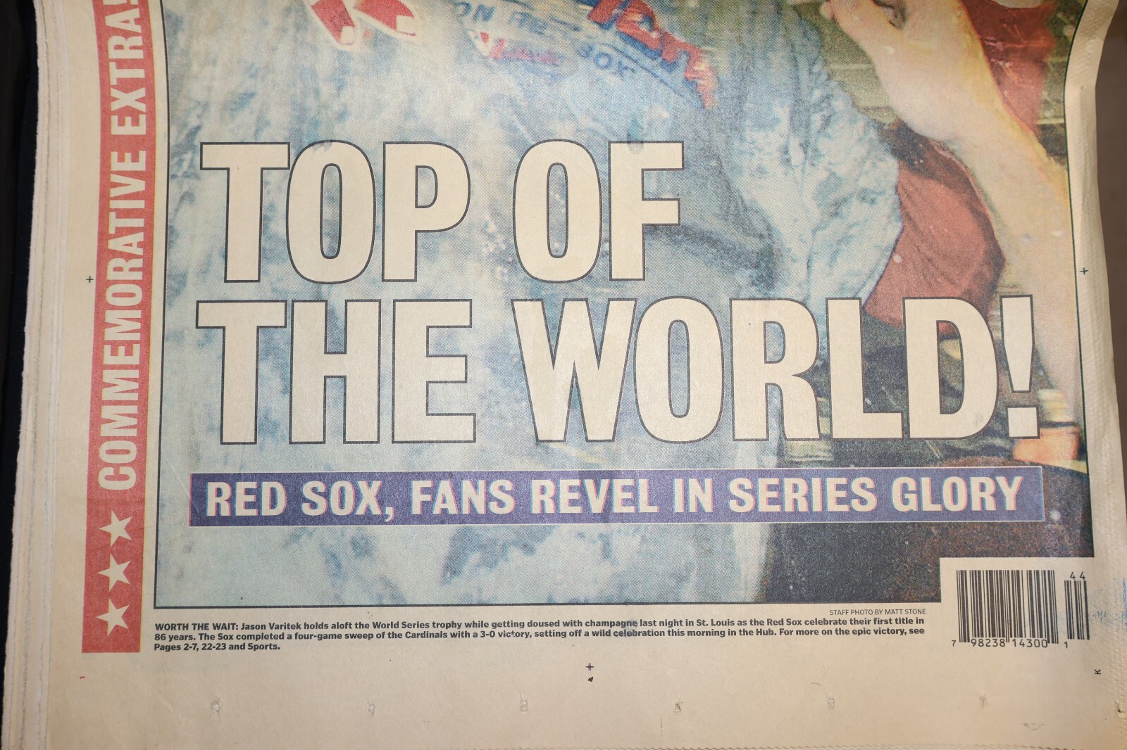 2004 Boston Red Sox World Series Commemorative Edition Boston Herald