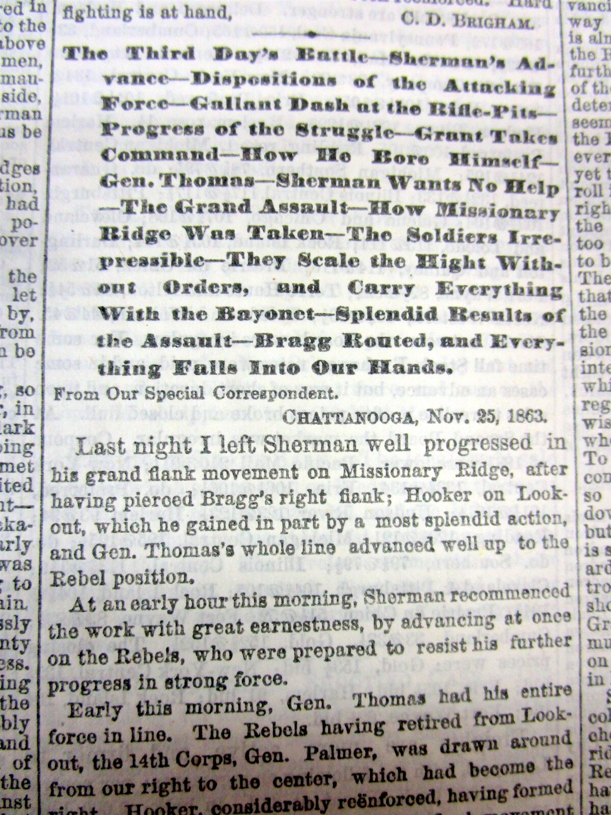 2 1863 Civil War newspapers CHATTANOOGA CAMPAIGN w UNION VICTORY in Tennessee