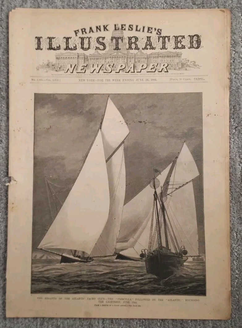Frank Leslie’s Illustrated Newspaper June 26th 1886, The Regatta, Atlantic Yacht