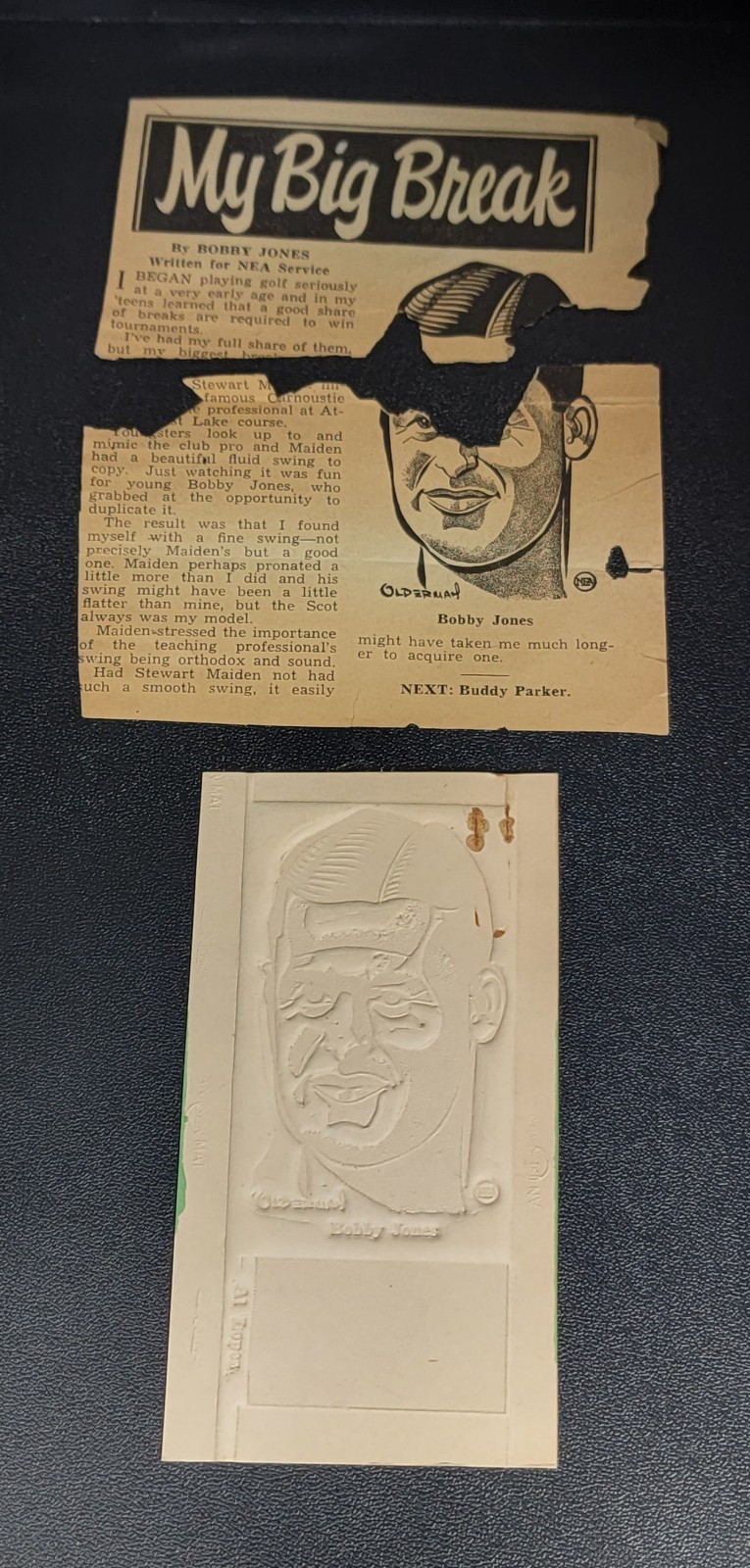 1950 HOF Golfer Bobby Jones MLB Al Lopez Newspaper Flong Mold Printing Plate