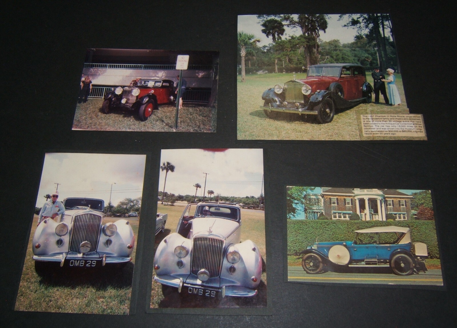 Vintage ROLLS ROYCE matted Pictures, Postcards, and Newspaper Clippings