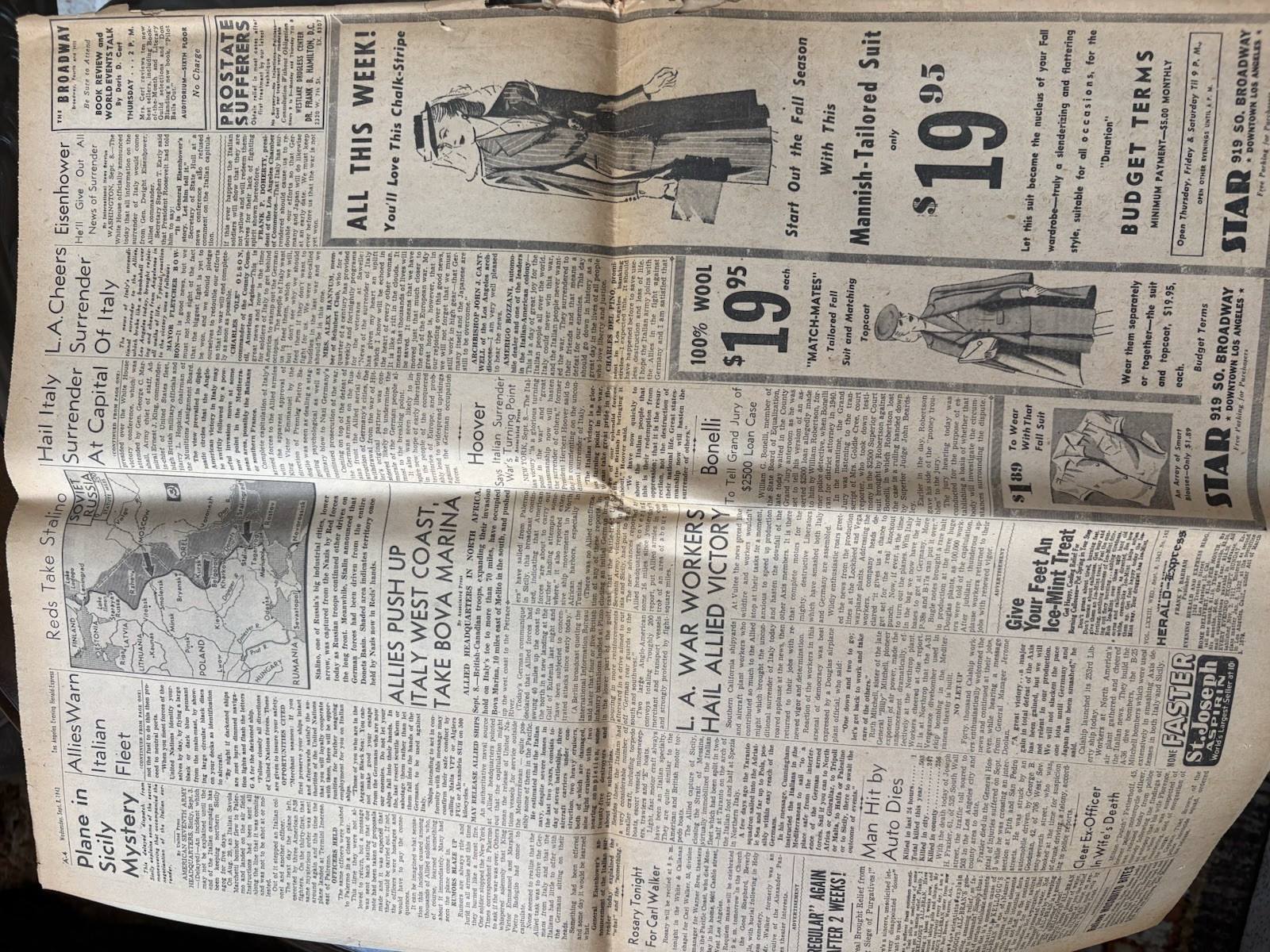 Vintage 1943 WAR EXTRA Newspaper