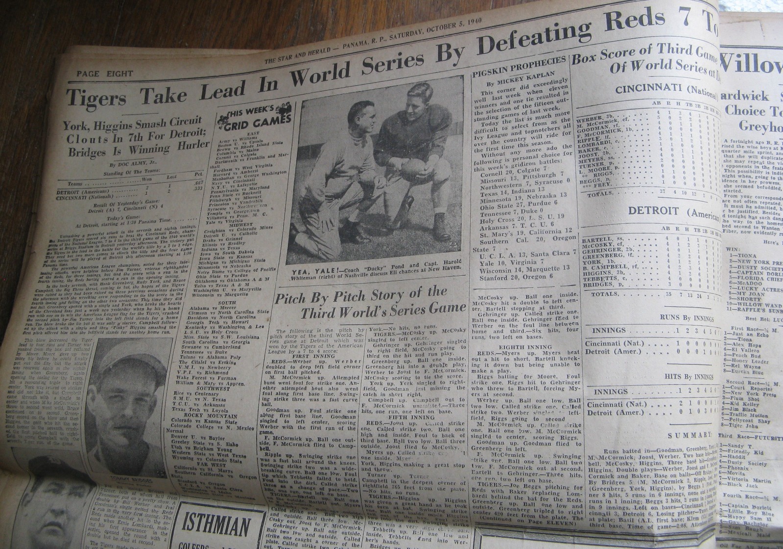 October 5, 1940 Panama Newspaper – Hitler, Detroit Tigers, Max Baer
