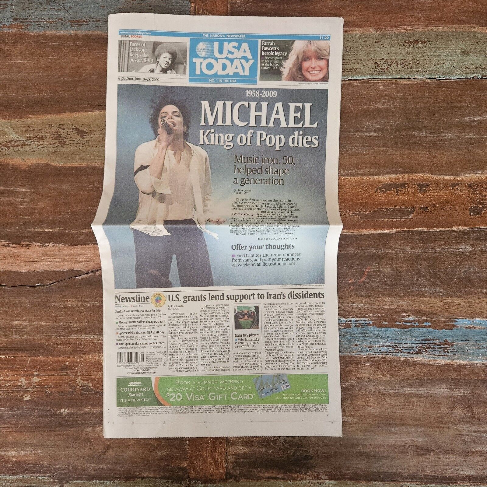 1st Edition News The Death Of Michael Jackson King Of Pop 1958-2009 USA TODAY
