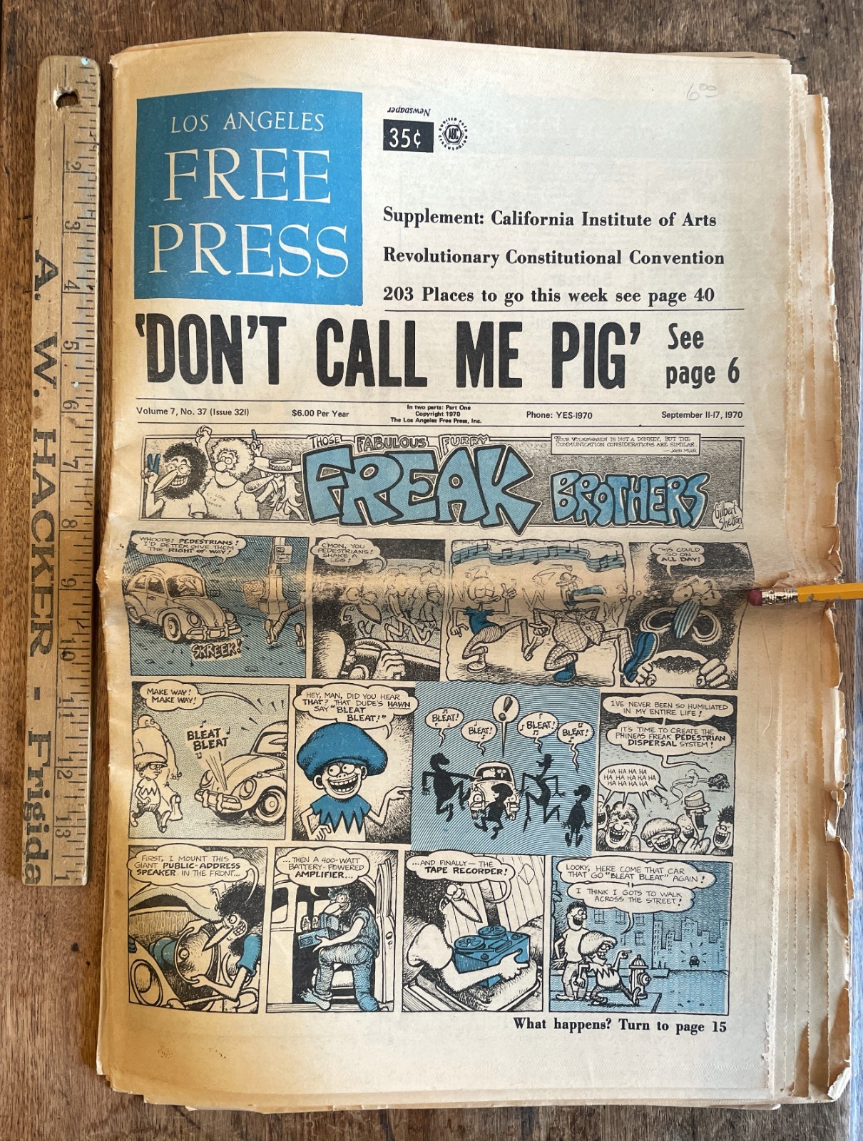 September 11, 1970 Los Angeles Free Press DON’T CALL ME PIG underground paper
