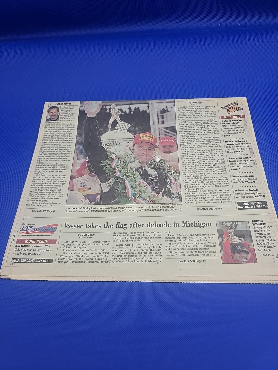 1996 Indianapolis 500 80th Anniversary Collectible Newspaper Lazier In High Gear
