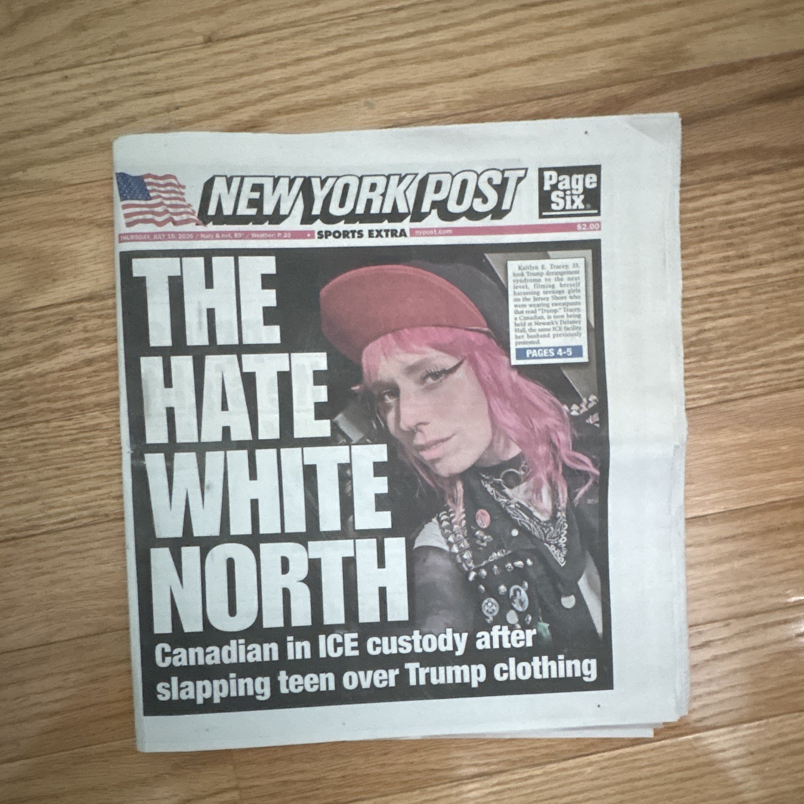 New York Post July 16 2026 The Hate White North, Head of G-d Argentina England