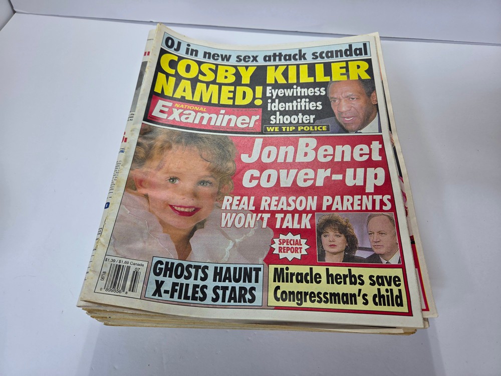 21 Vintage 1990’s Tabloids GLOBE STAR NATIONAL EXAMINER ENQUIRER JonBenet Ramsey