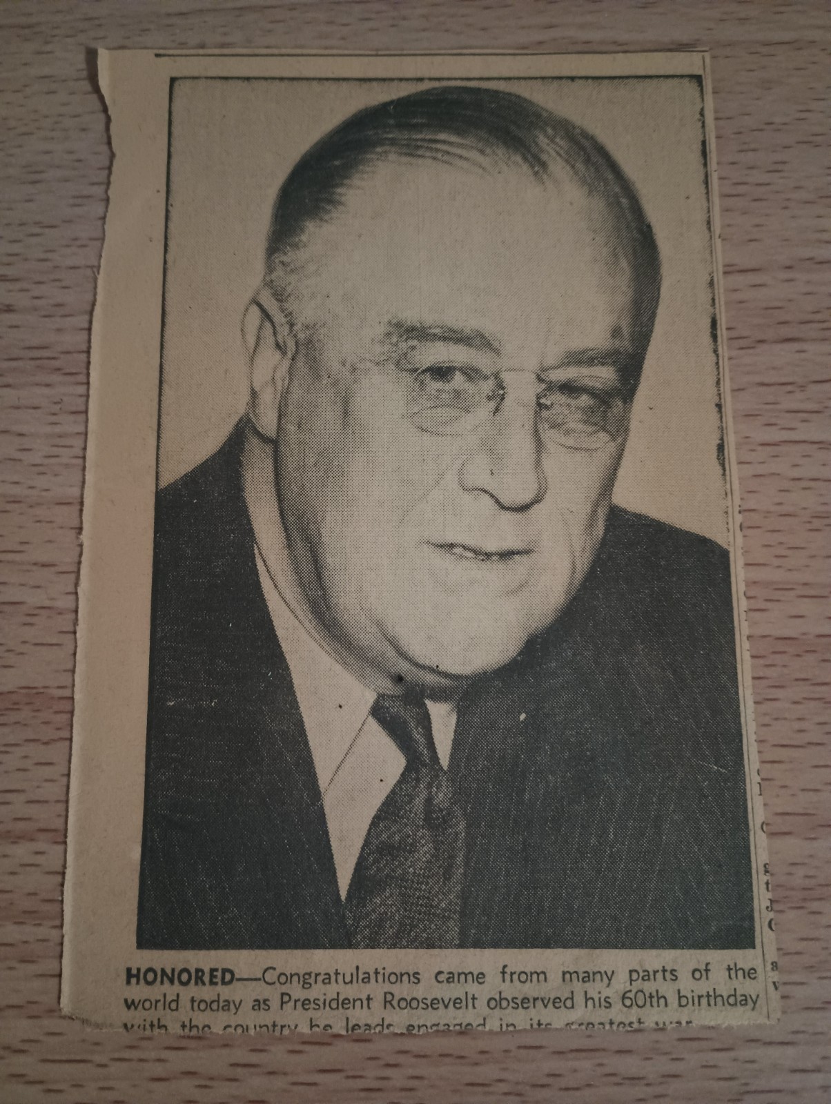 Vintage President Roosevelt Jan 30, 1942, 60th Birthday Newspaper Clipping