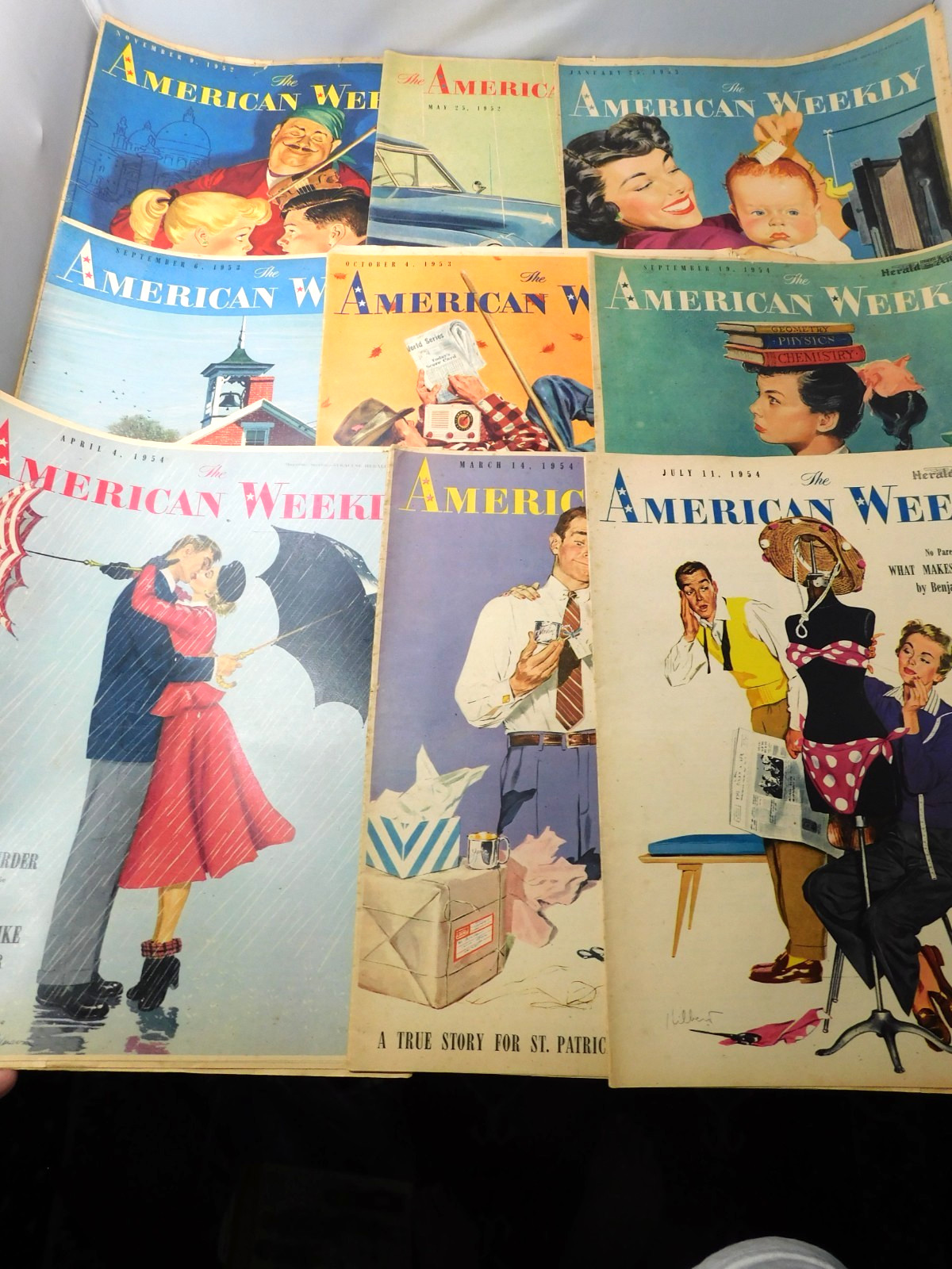 Lot of 9 1950’s AMERICAN WEEKLY Sunday Newspaper Inserts/Supplements