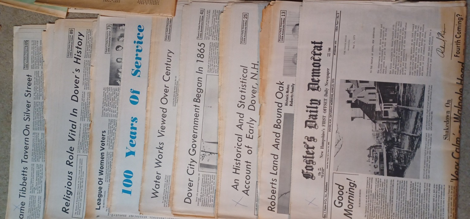 ROCHESTER, NH, 250th Anniversary, CURRIER, Sept. 21, 1972; original newspapers