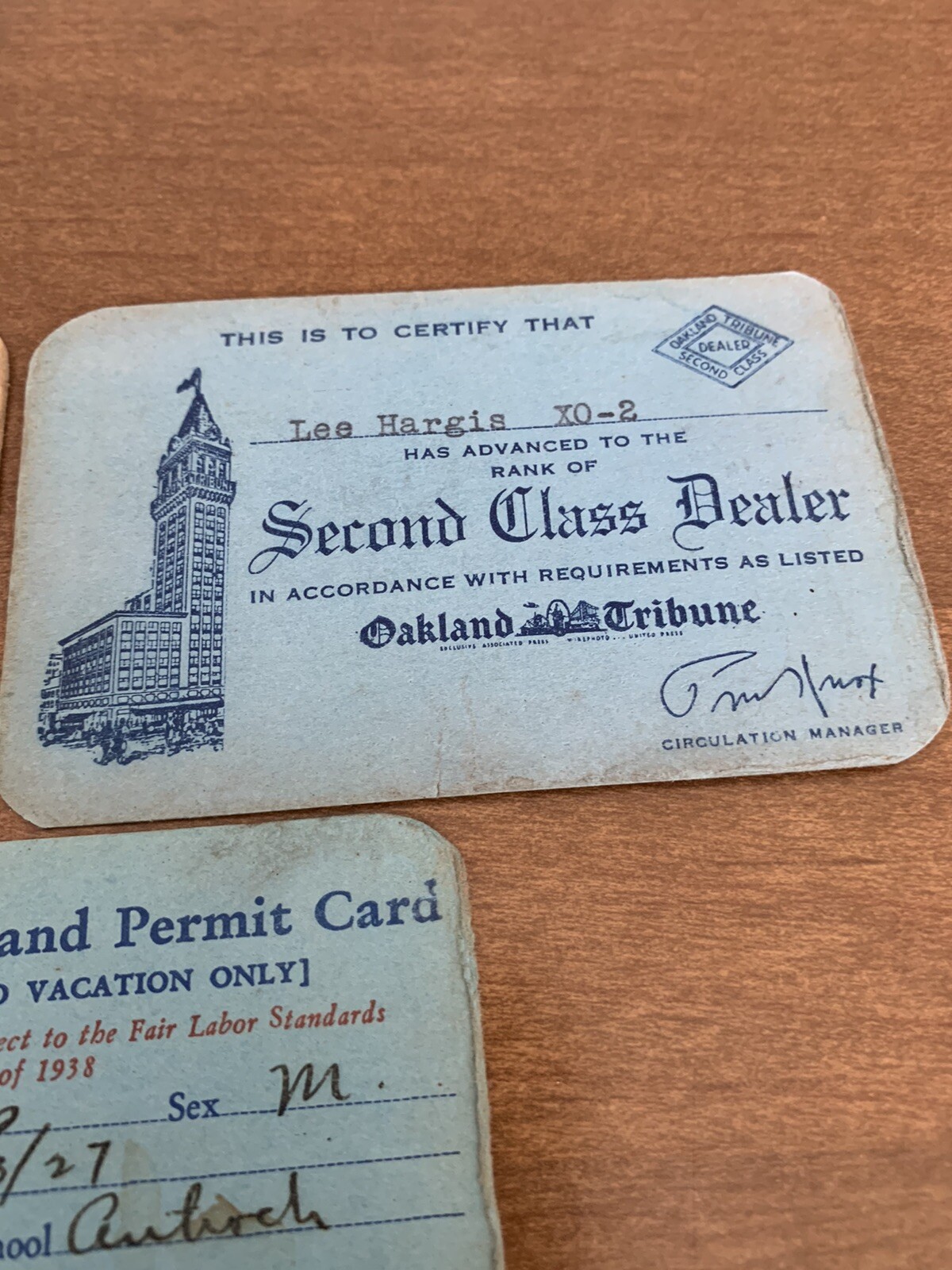 Vintage Newspaper Boy Dealer Cards 1940s Oakland Tribune California Lot Of 3