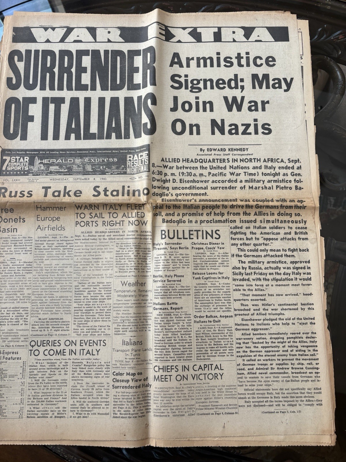 Vintage 1943 WAR EXTRA Newspaper