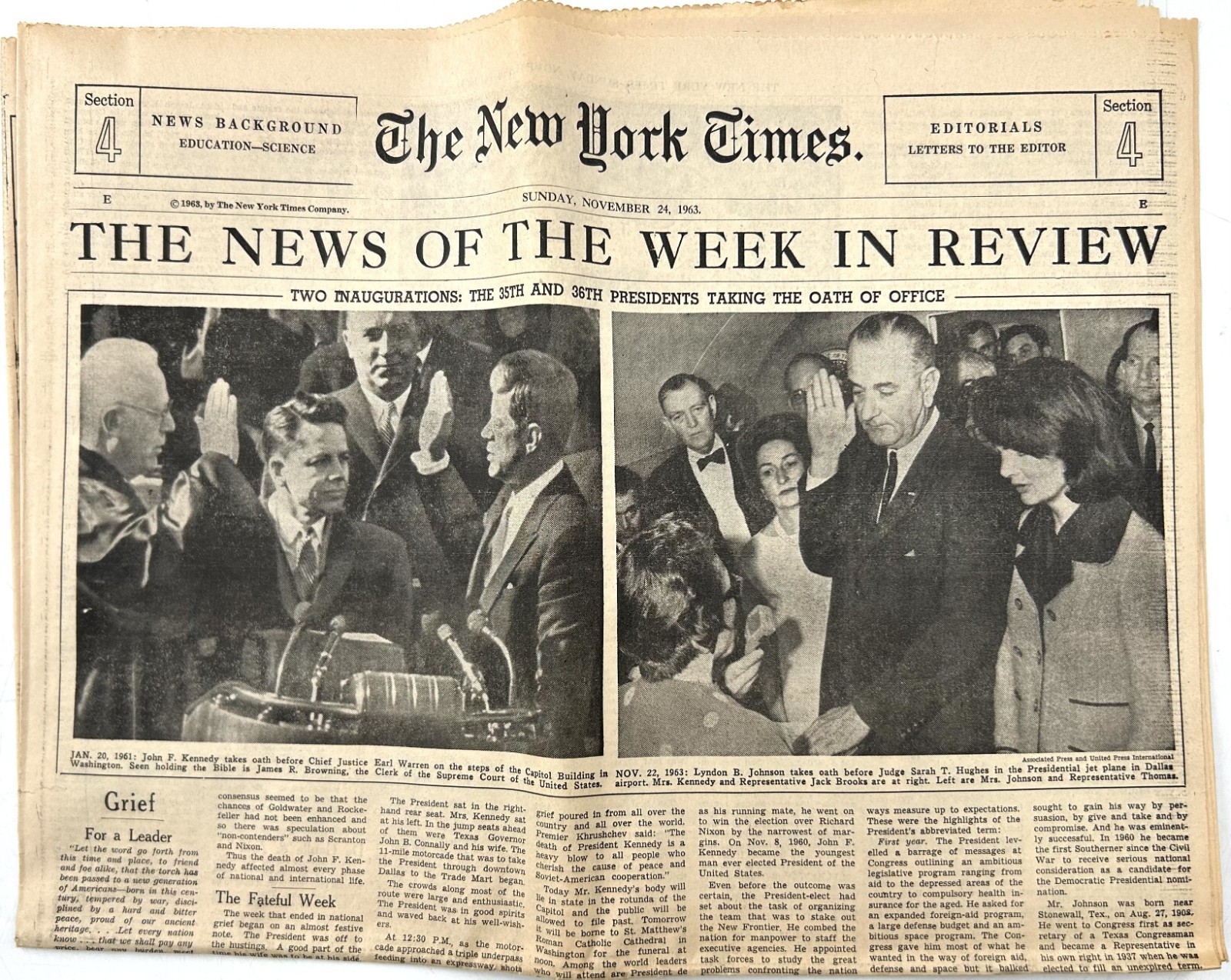 The New York Times November 24th, 1963 – NEWS OF WEEK IN REVIEW