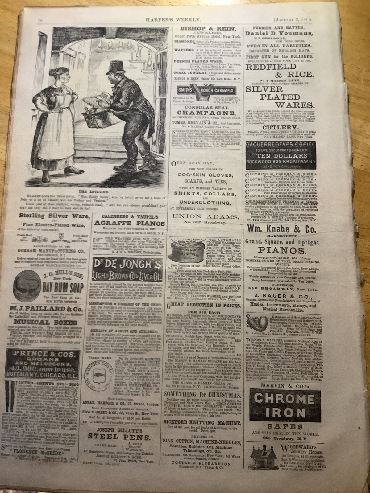 1869 HARPER’S WEEKLY NEWSPAPER ~ SANTA COVER ~ WINSLOW HOMER PRINT