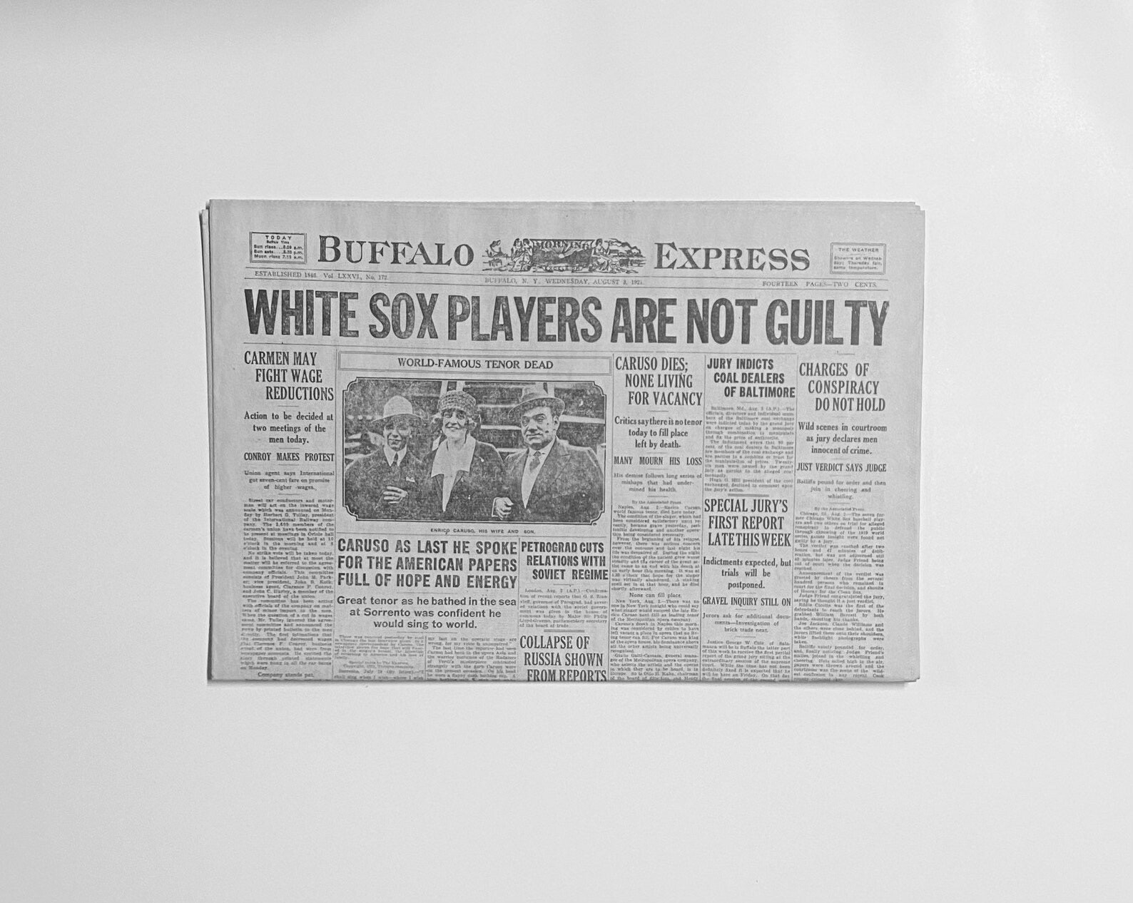 NEWSPAPER REPRINT – 1921 – White Sox Players are Not Guilty