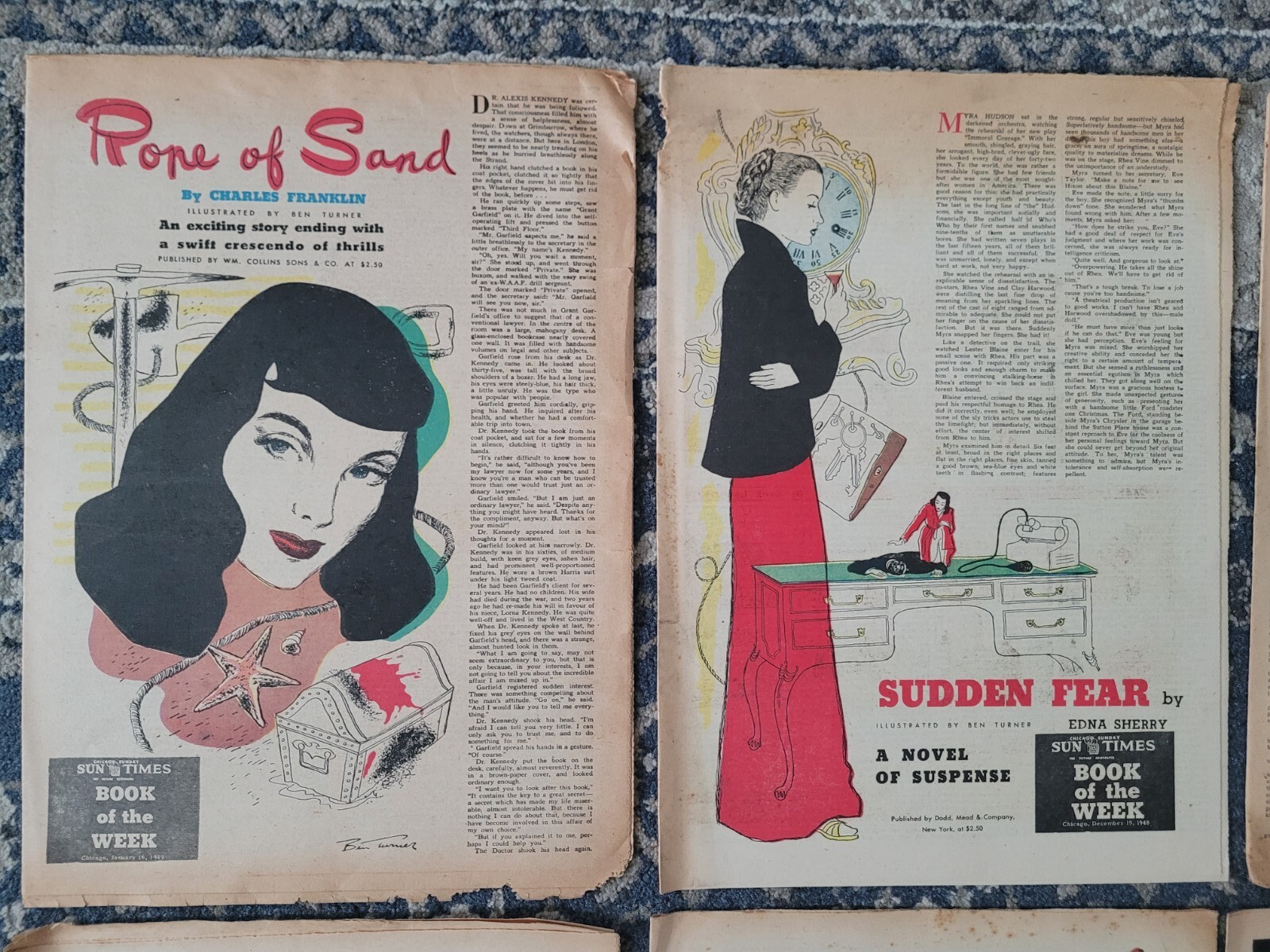 1940’s Chicago Sun Sunday Book Of The Week Newspaper Lot Full