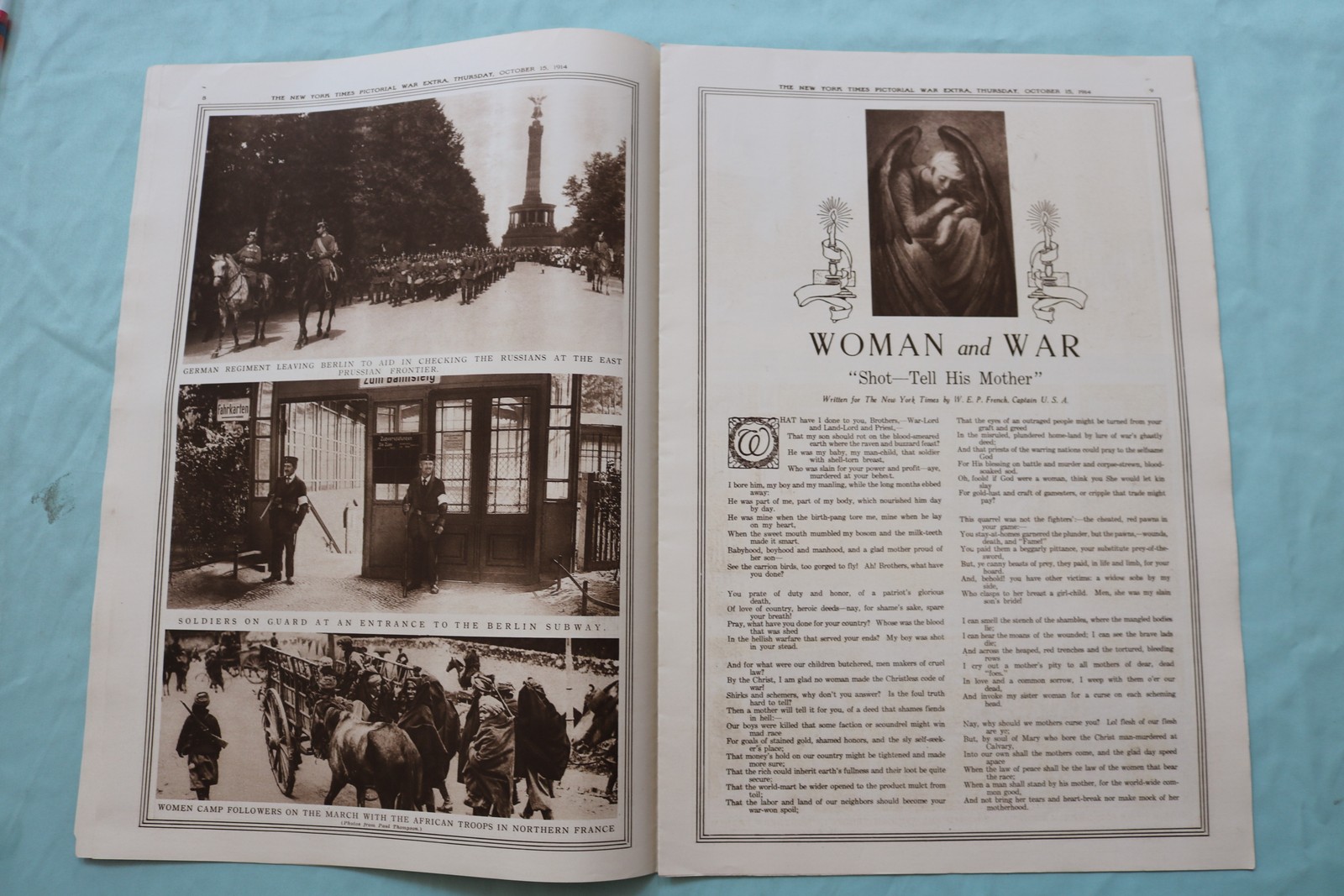1914 OCT 15 NEW YORK TIMES MID-WEEK PICTORIAL WAR EXTRA-BELGIAN CAVALRY -NP 9119