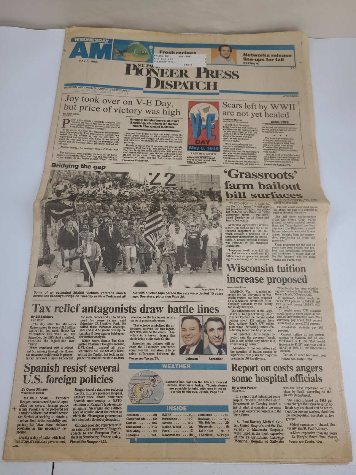 Saint Paul Minnesota Pioneer Press Newspaper Wisconsin Section A Only May 8 1985