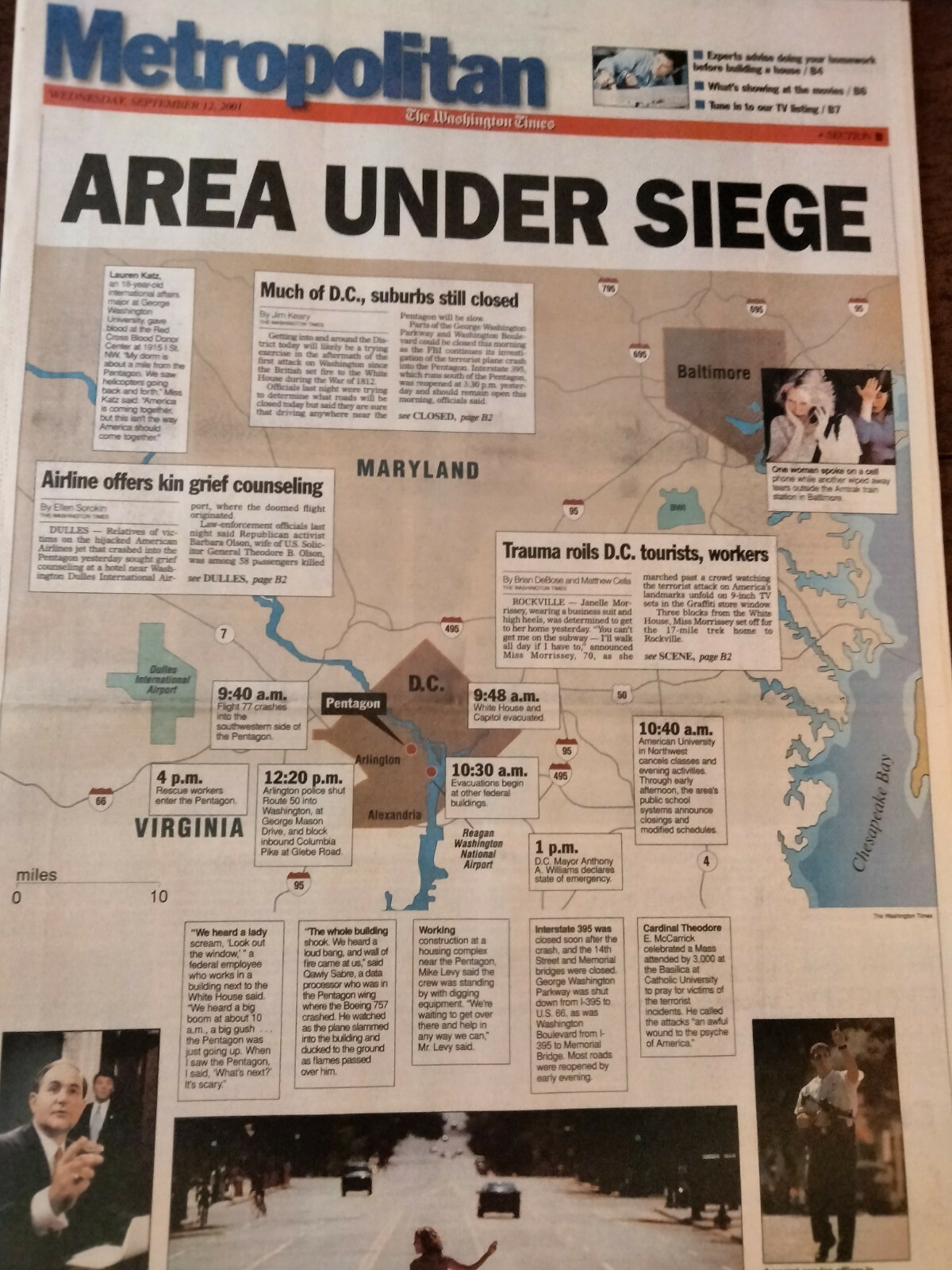 Newspapers- 9/11-INFAMY, HIJACKED PLANES CRASH INTO WORLD TRADE CENTER, PENTAGON