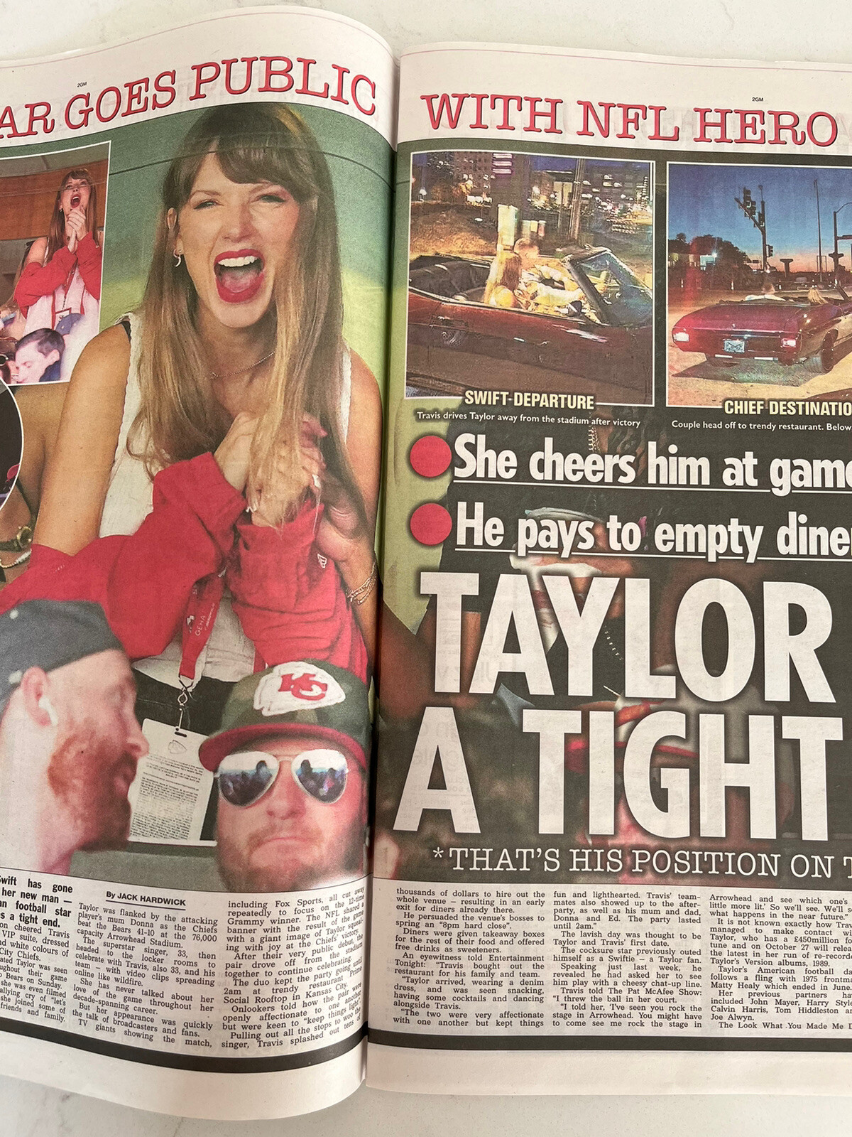 TAYLOR SWIFT TRAVIS KELCE NFL RUSSELL BRAND UK SUN NEWSPAPER SEPTEMBER 2023